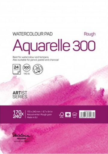 'Aquarelle Rough 300' лепен 17*24 cm 24 листа натурално бял картон 300 g 35% памук