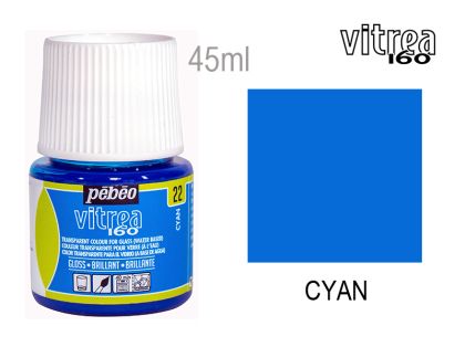 Боя за стъкло - 22 Циан, PEBEO Vitrea 160