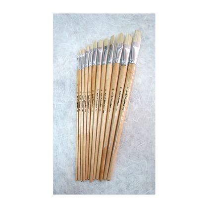 Brush with natural bristle hair, flat, long handle - №2