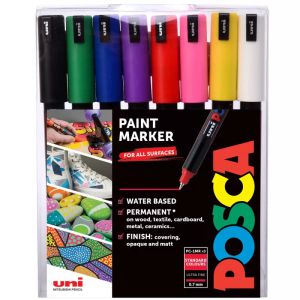 POSCA акрилни маркери 1MR - Комплект 8 бр. основни цветове